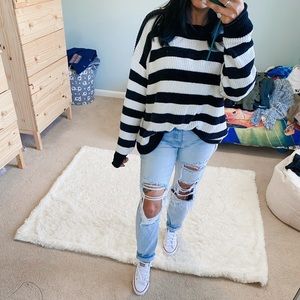 Striped chenille sweater